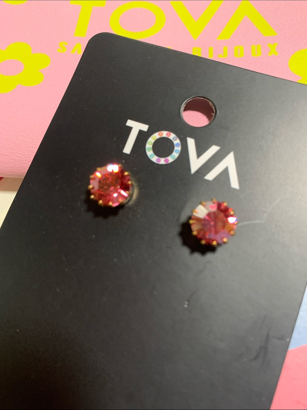 NWT TOVA CHRISLEY STUDS GOLD/ROSE CHAMPAGNE - Picture 9 of 16